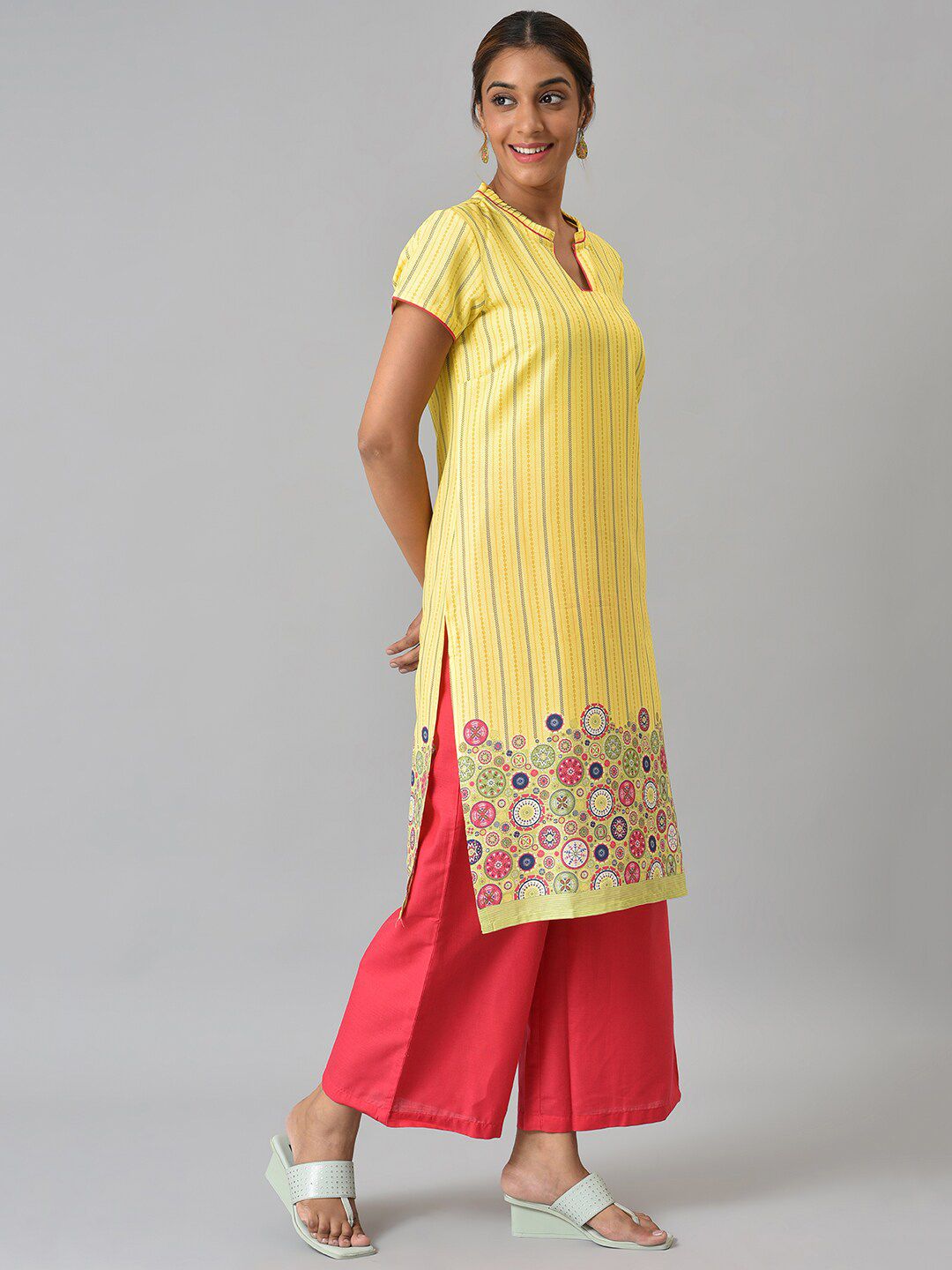 Aurelia Women Printed Rayon Kurta Set with Palazzos