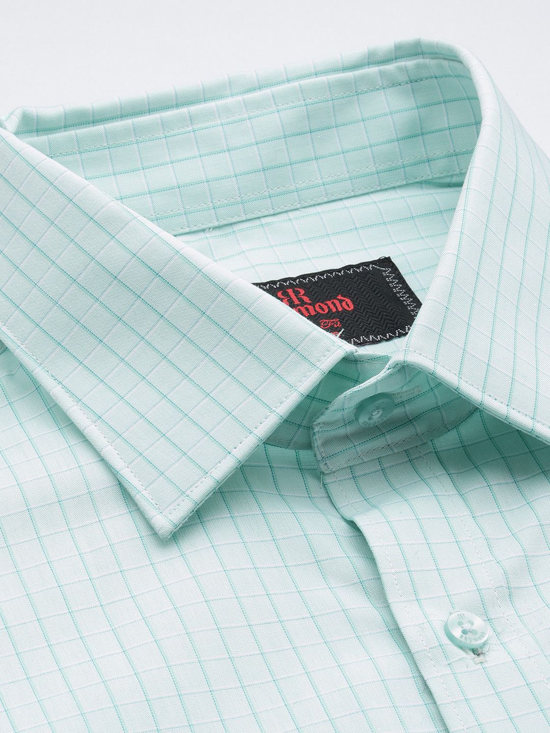 Raymond Pure Cotton Slim Fit Grid Tattersall Checks Checked Formal Shirt
