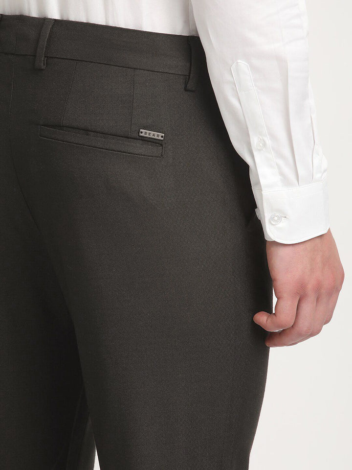 THE BEAR HOUSE Men Solid Tapered Fit Mid-Rise Formal Trousers