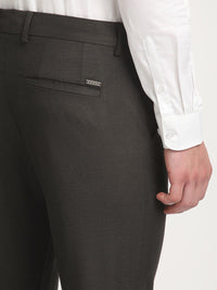 THE BEAR HOUSE Men Solid Tapered Fit Mid-Rise Formal Trousers