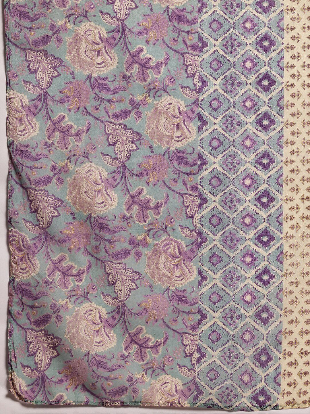 Libas Floral Printed Regular Sequinned Pure Cotton Kurta with Trousers & Dupatta