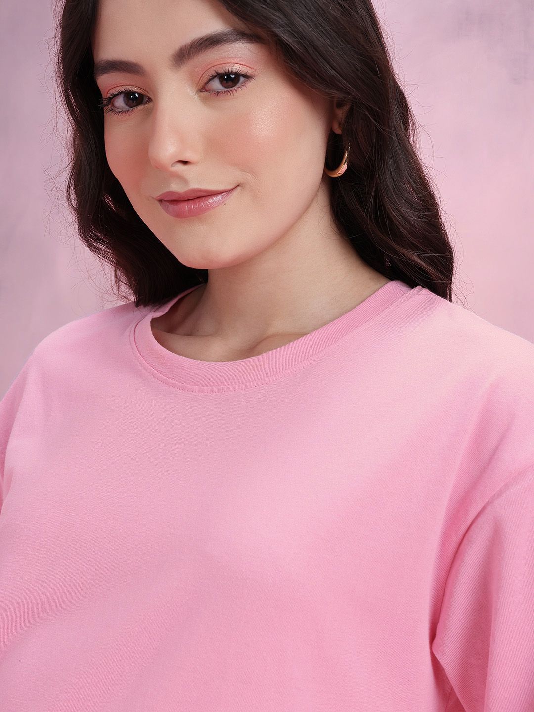 DressBerry Drop-Shoulder Sleeves Relaxed Fit T-shirt