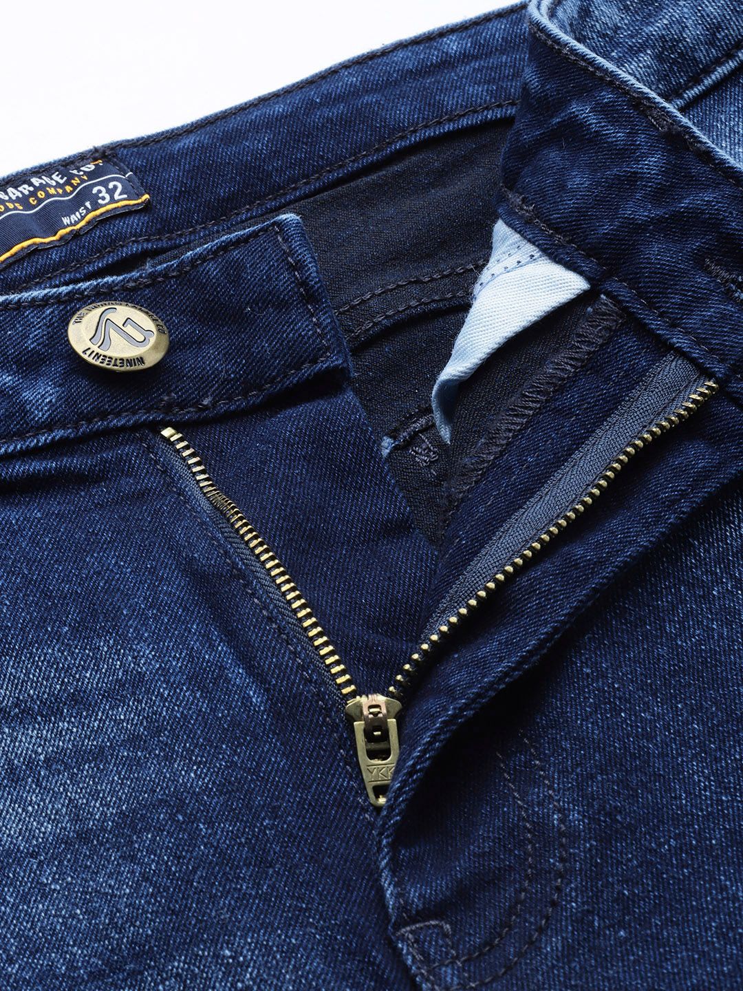 The Indian Garage Co Men Navy Blue Slim Fit Heavy Fade Stretchable Jeans