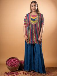 Mamicha Printed Pure Cotton V-Neck Tunic With Palazzo Co-Ords
