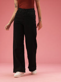 DressBerry Women Baggy Wide Leg Fit High-Rise Stretchable Jeans