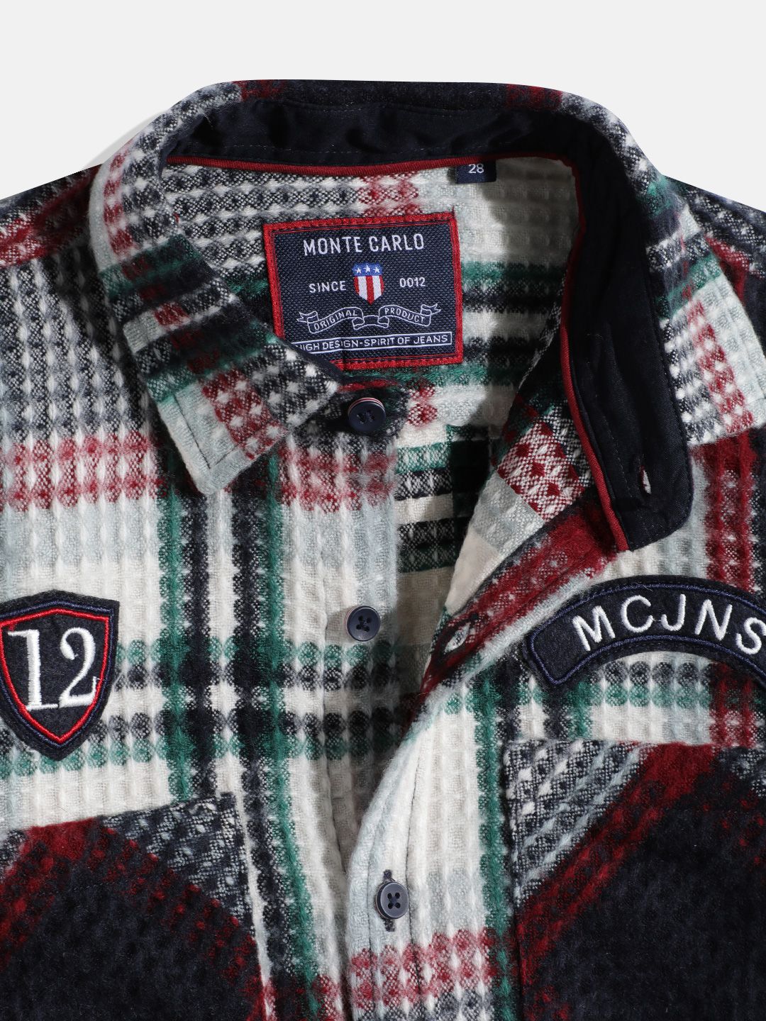Monte Carlo Boys Acrylic Tartan Checked Textured Casual Shirt