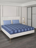 Monte Carlo Blue Geometric 200 TC Queen Bedsheet with 2 Pillow Covers