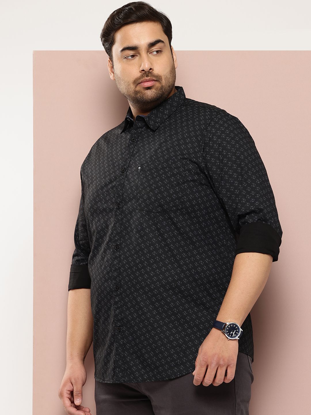 Thomas Scott Plus Size Premium Printed Pure Cotton Casual Shirt
