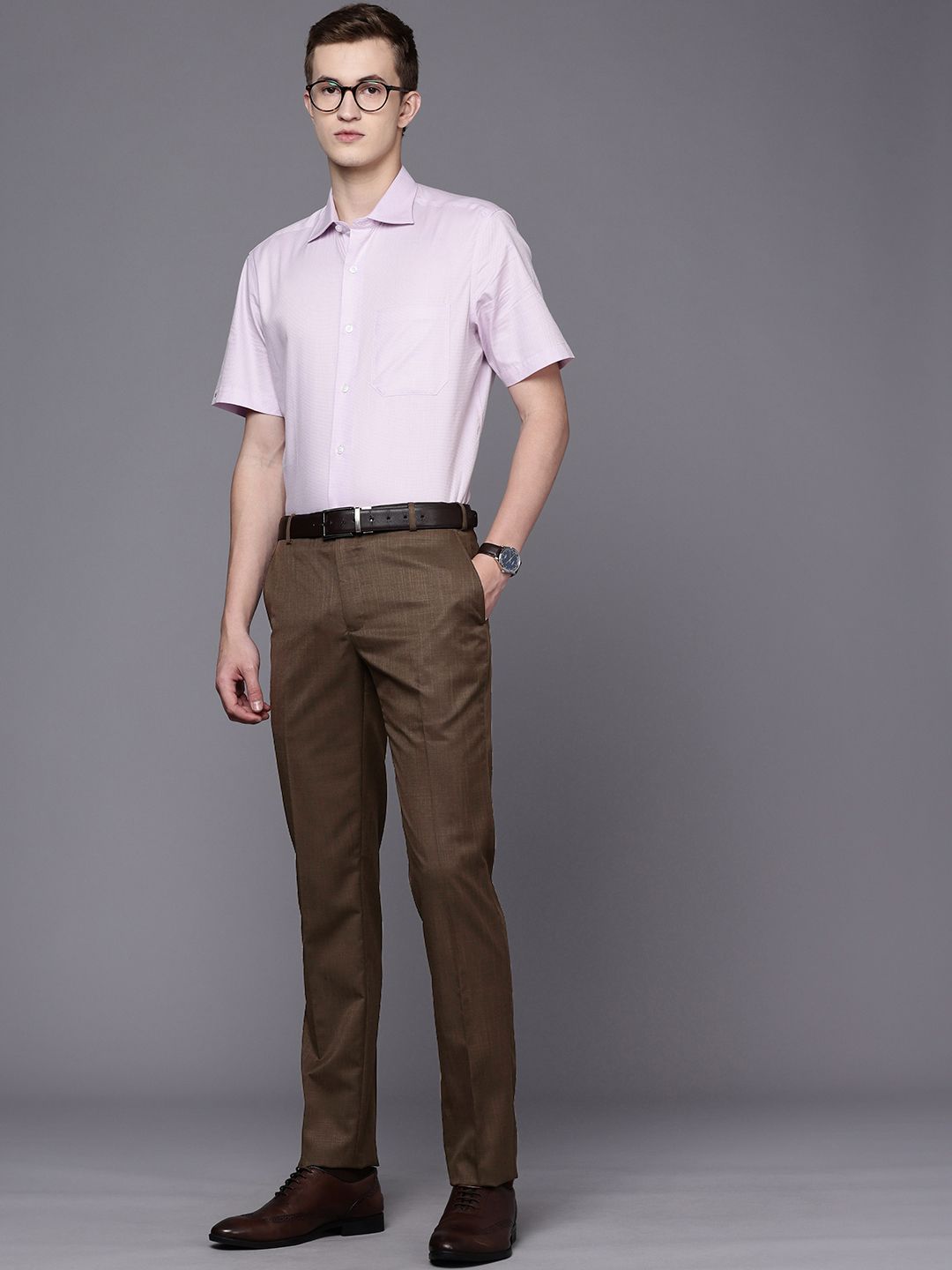Raymond Men Textured Slim Fit Formal Trousers