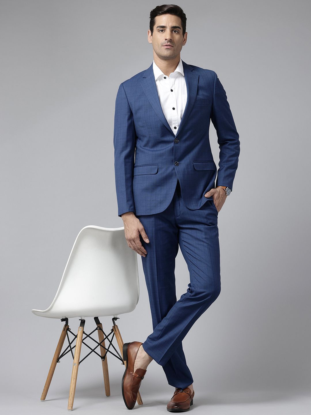 Park Avenue Checked Single-Breasted Super Slim Fit 2-Piece Formal Suit