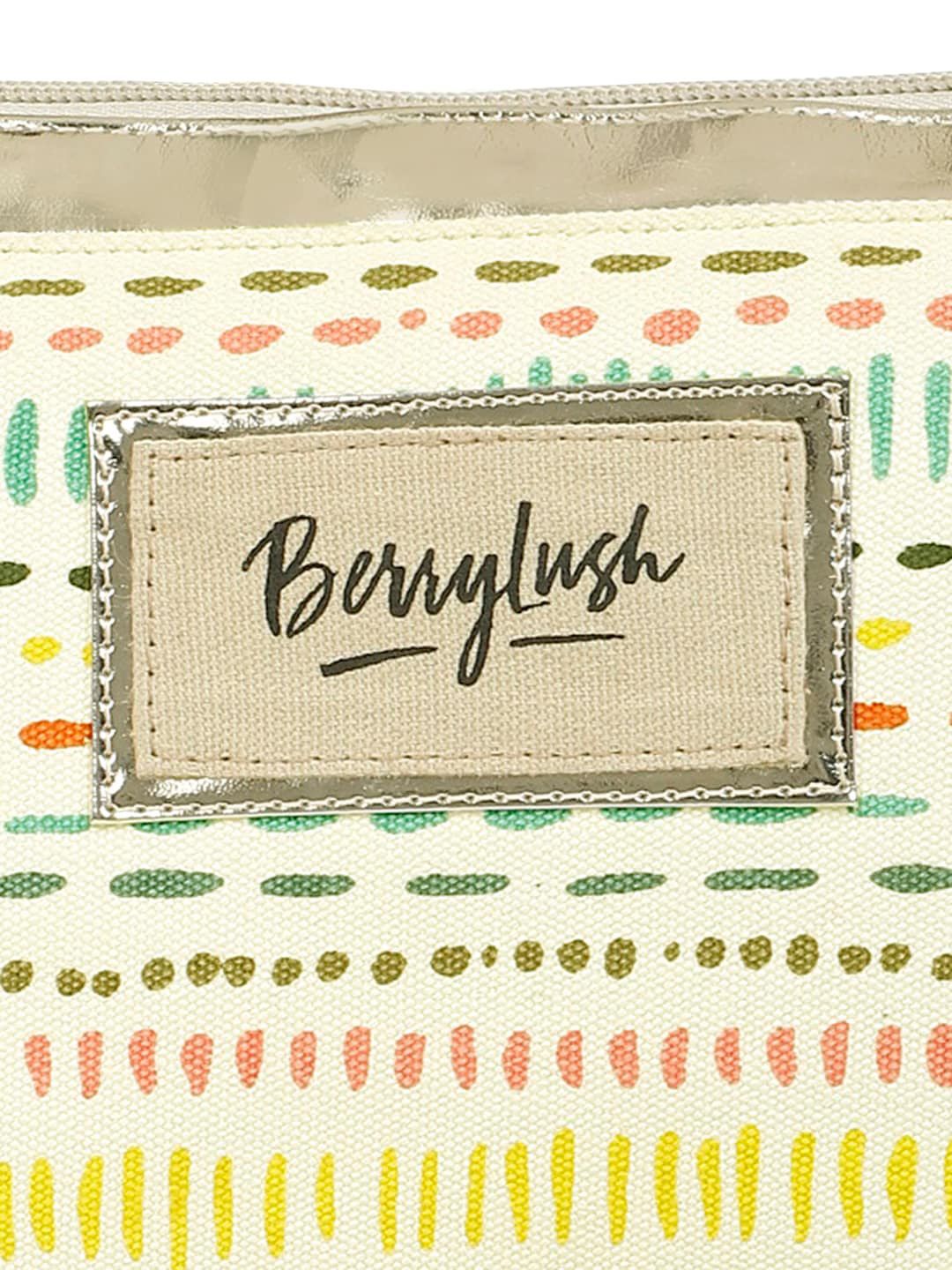 Berrylush White Printed Structured Sling Bag