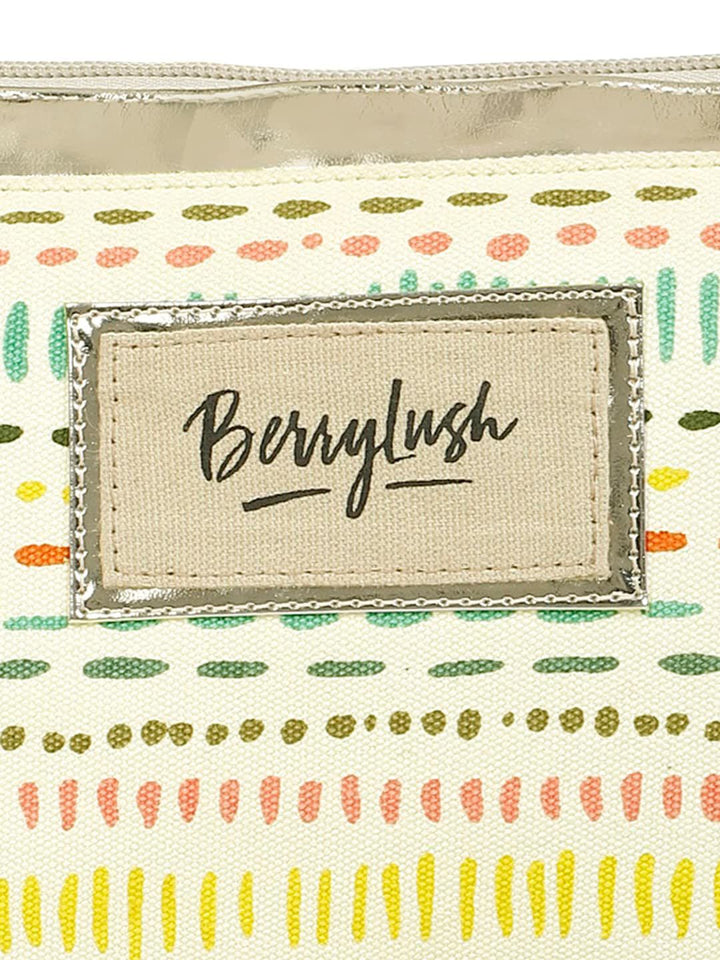 Berrylush White Printed Structured Sling Bag