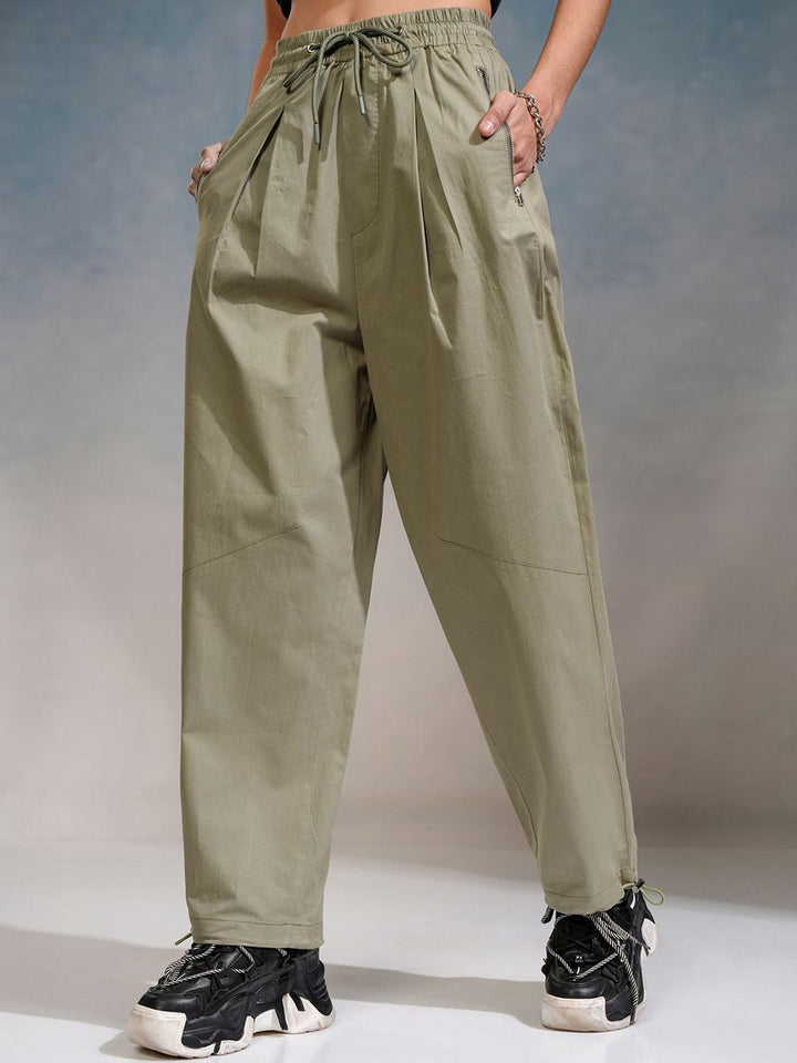 Tokyo Talkies Women Solid Streetwear Barrel Fit Trouser