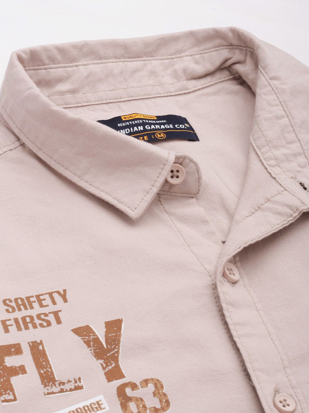 The Indian Garage Co Men Dusty Pink Printed Casual Cotton Shirt