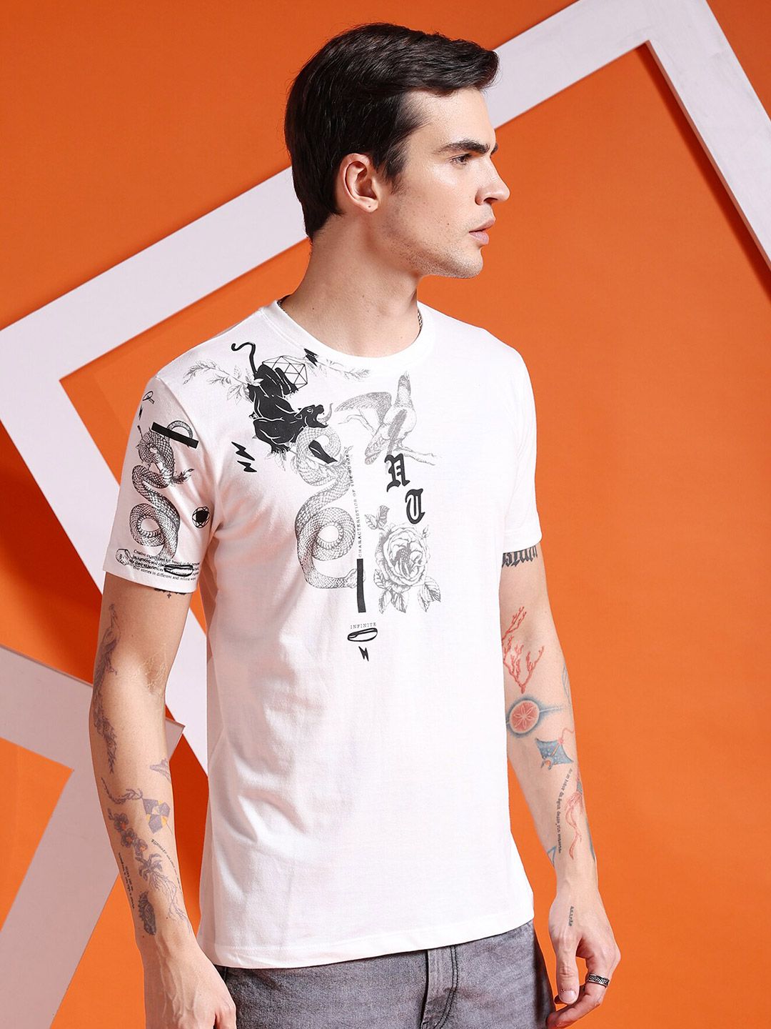 The Indian Garage Co Graphic Printed Round Neck T-shirt