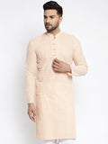Jompers Men Orange Woven Design Straight Kurta