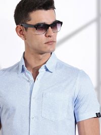 Thomas Scott Men Classic Slim Fit Spread Collar Ethnic Motifs Printed Cotton Knitted Shirt