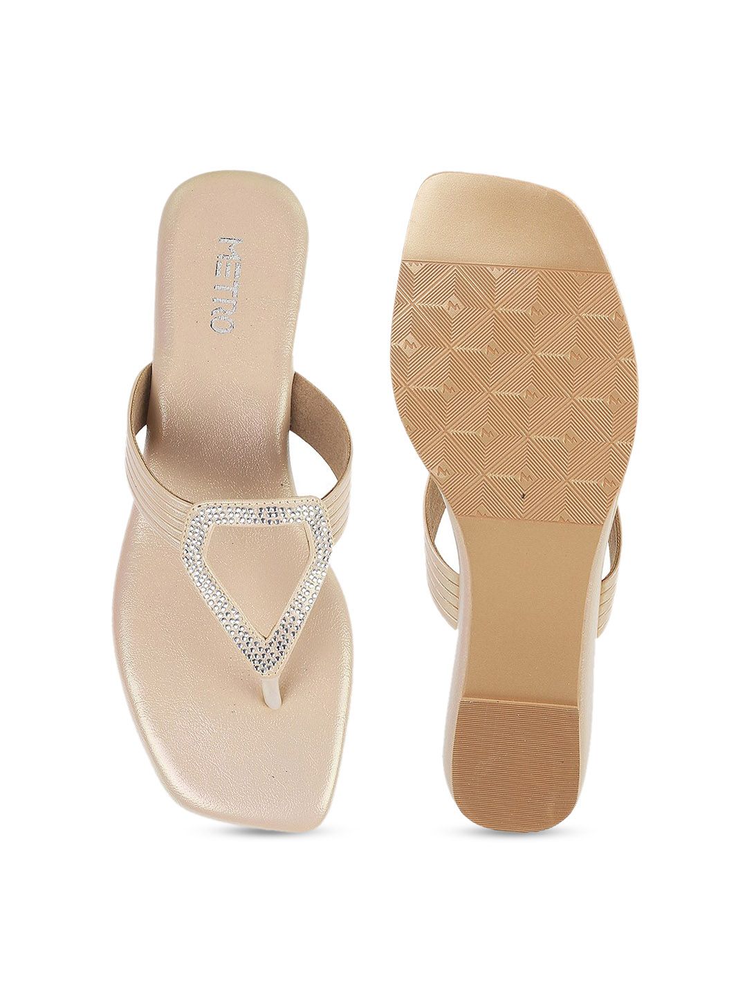 Metro Embellished Open Toe Flats