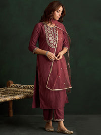 Indo Era Women Floral Embroidered Regular Kurta with Trousers & With Dupatta