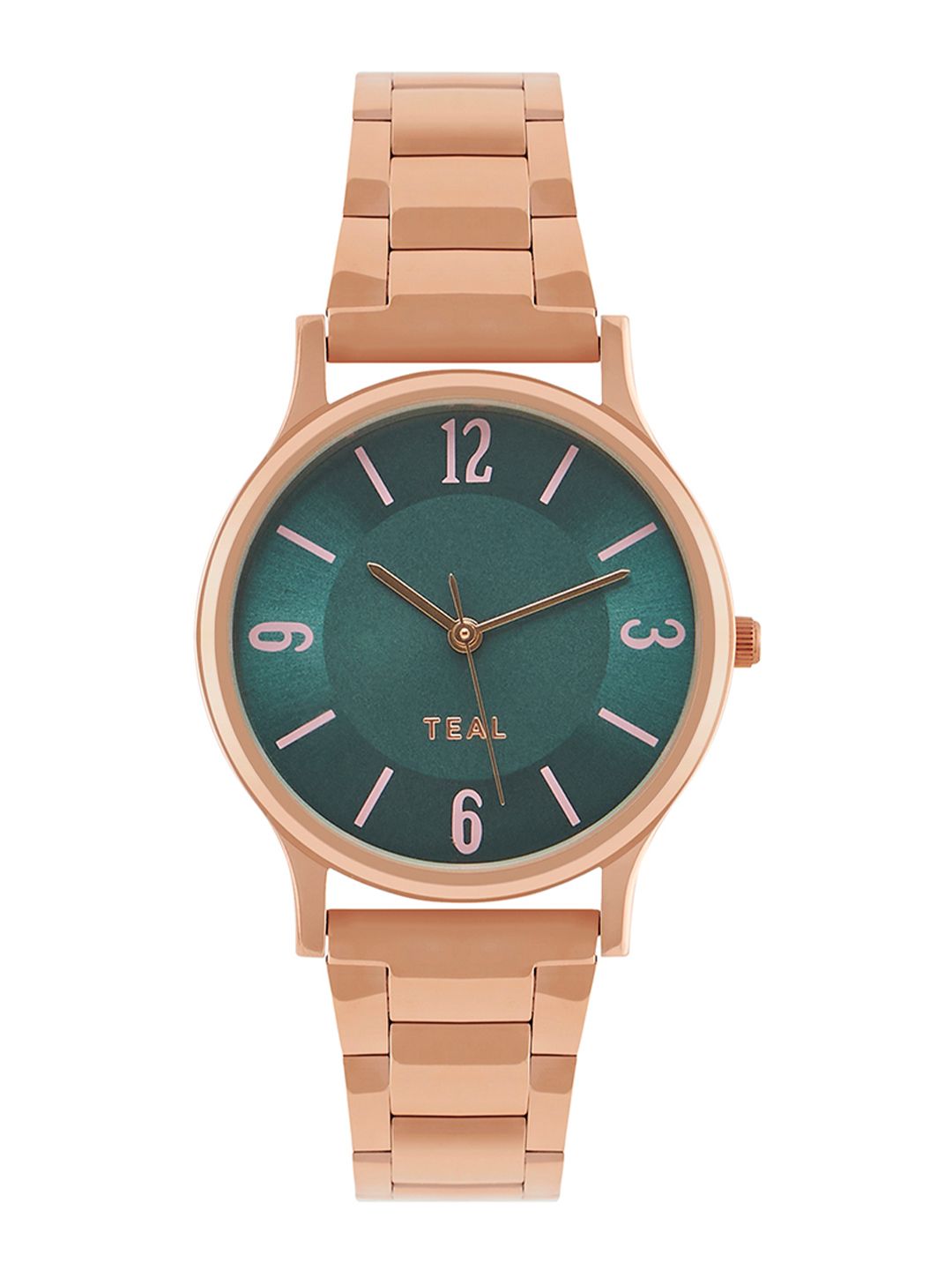 TEAL BY CHUMBAK Women Blue Brass Patterned Dial & Rose Gold-Plated Analogue Watch
