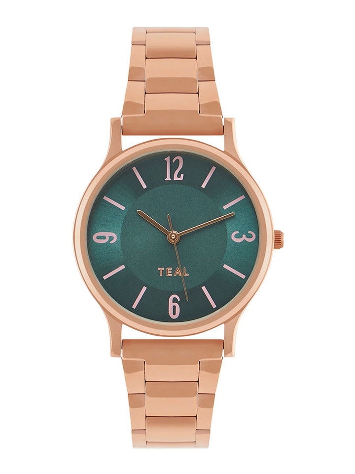 Teal oleh Chumbak Women Blue Brass Pola Dail & Rose Gold-Plated Analogue Watch