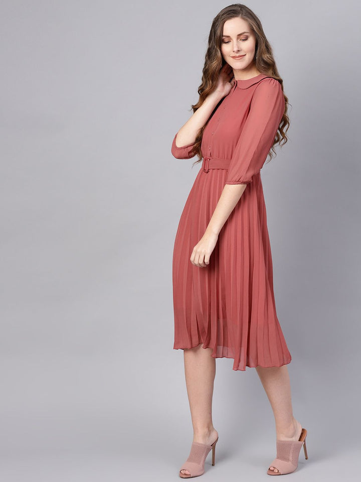 SASSAFRAS Rose Accordian Pleat A-Line Dress