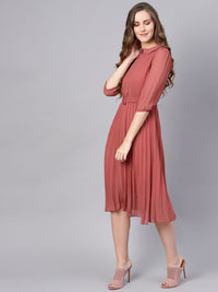 SASSAFRAS Rose Accordian Pleat A-Line Dress
