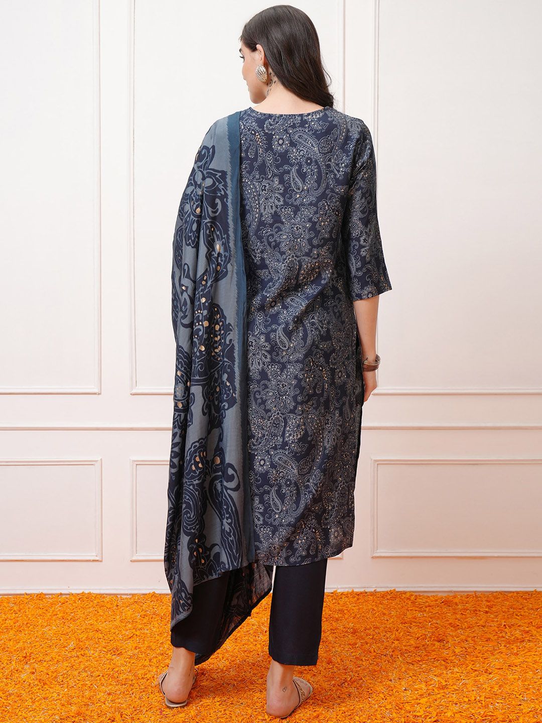 Vishudh Paisley Printed Regular Kurta with Trousers & With Dupatta