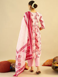 Indo Era Ethnic Motifs Printed Mirror Work Pure Cotton Kurta with Trouser And Dupatta