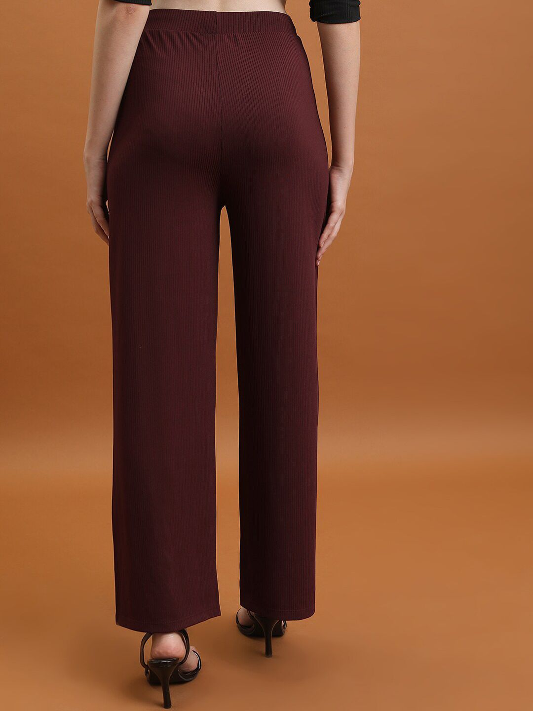 Tokyo Talkies Women Burgundy Flared Trousers