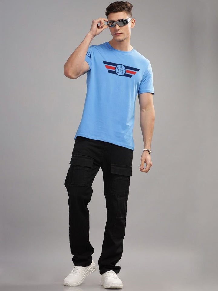 ADRO Men Printed Raw Edge T-shirt