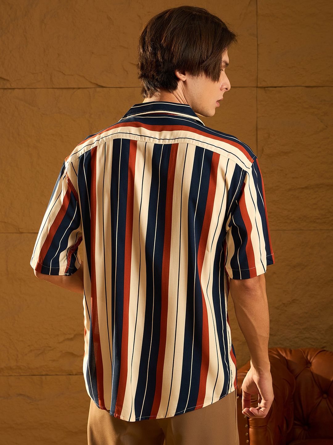 DENNISON Vertical Striped Drop Shoulder Oversized Shirt