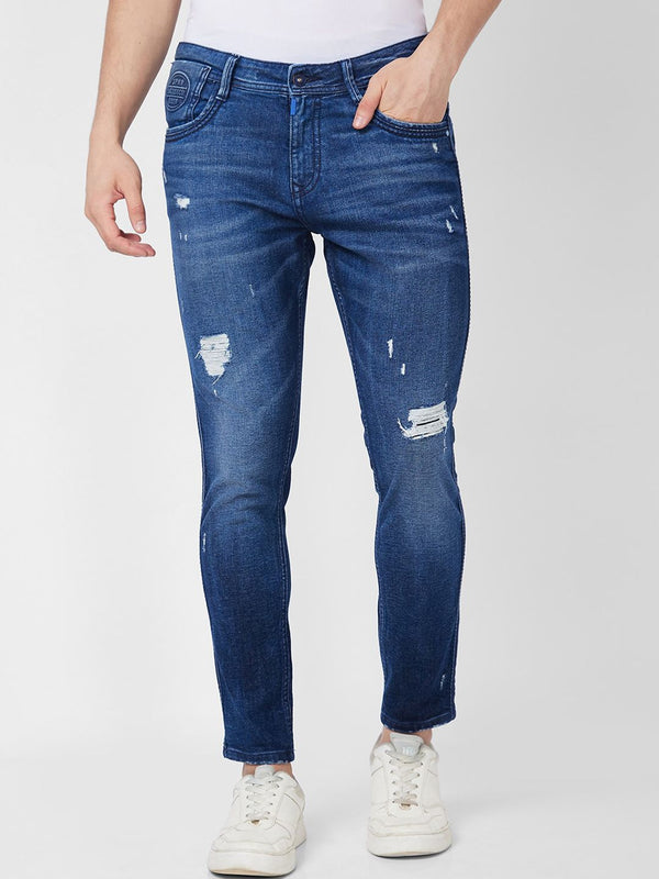 SPYKAR Men Tapered Fit Mildly Distressed Heavy Fade Cotton Stretchable Jeans