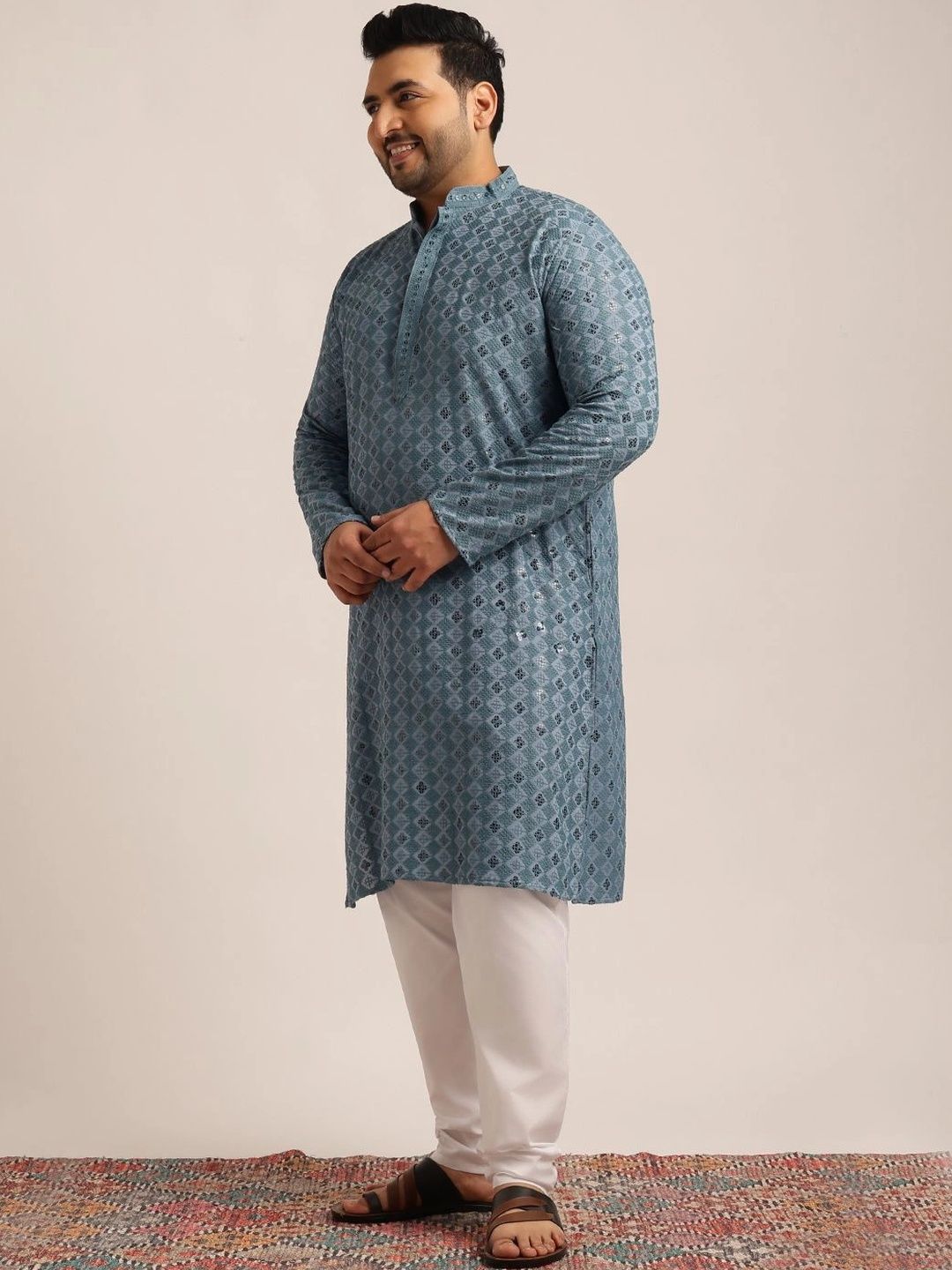 SOJANYA PLUS Men Geometric Printed Kurta