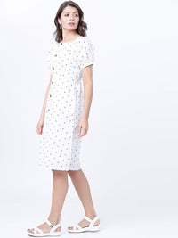 Pakaian A-Line Bercetak Polka Dot Putih Tokyo Talkies Wanita