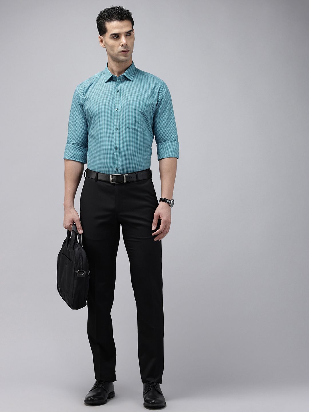 Park Avenue  Slim Fit Micro Checks Pure Cotton Formal Shirt