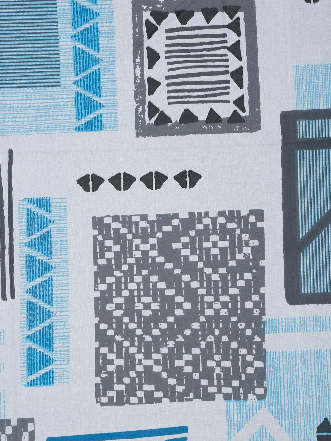 KLOTTHE Blue Geometric Printed Pure Cotton 400 TC Single Cadar Dengan Sarung Bantal