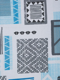 KLOTTHE Blue Geometric Printed Pure Cotton 400 TC Single Cadar Dengan Sarung Bantal