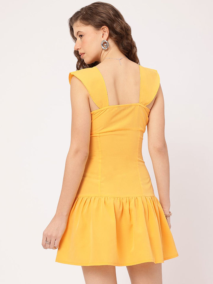 DressBerry Vibrant Vibes Ruffle Detail Tie-Up Sheath Dress