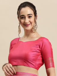 Saree mall Magenta & Gold Ethnic Motifs Zari Silk Blend Banarasi Sarees