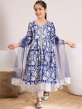 pspeaches Girls Ethnic Motifs Printed Pure Cotton Kurta & Palazzos With Dupatta