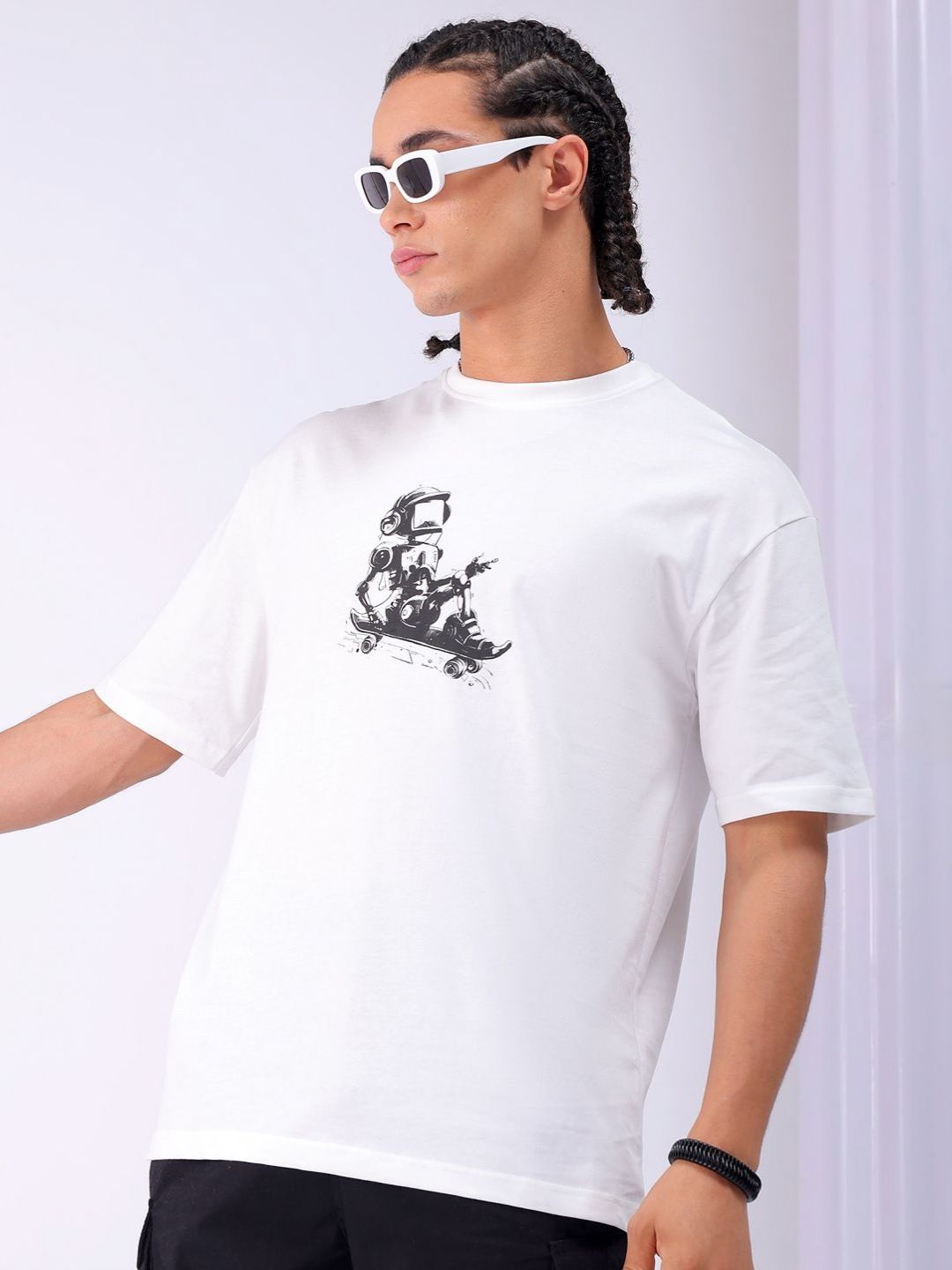 The Indian Garage Co Men Back Printed Boxy Oversized Pure Cotton T-shirt