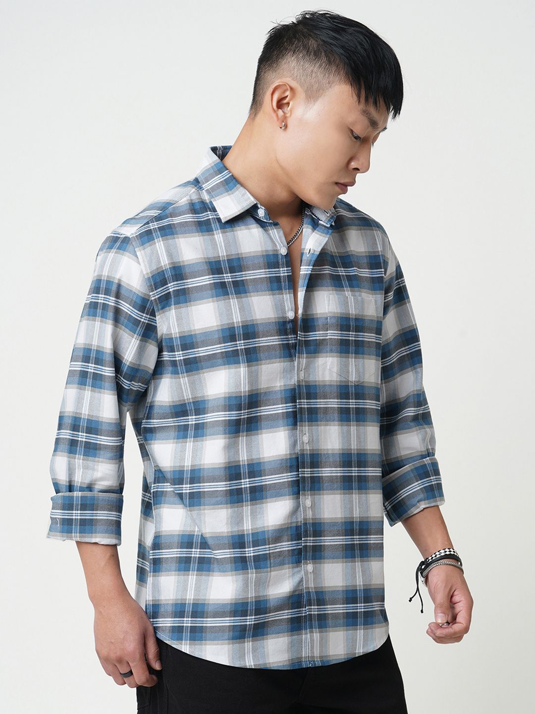 VASTRADO Men Classic Slim Fit Opaque Checked Casual Shirt