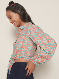 Global Desi Geometric Printed Crop Top