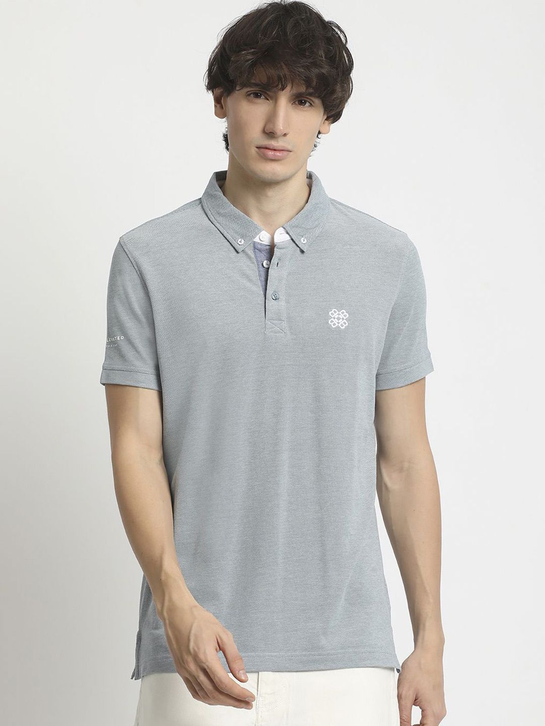 THE BEAR HOUSE Men Polo Collar Regular Fit Pure Cotton Solid T-shirt