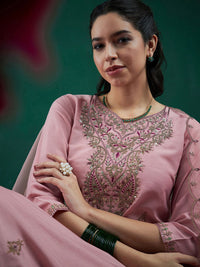 Indo Era Embroidered Regular Sequinned Straight Kurta With Trousers & Dupatta