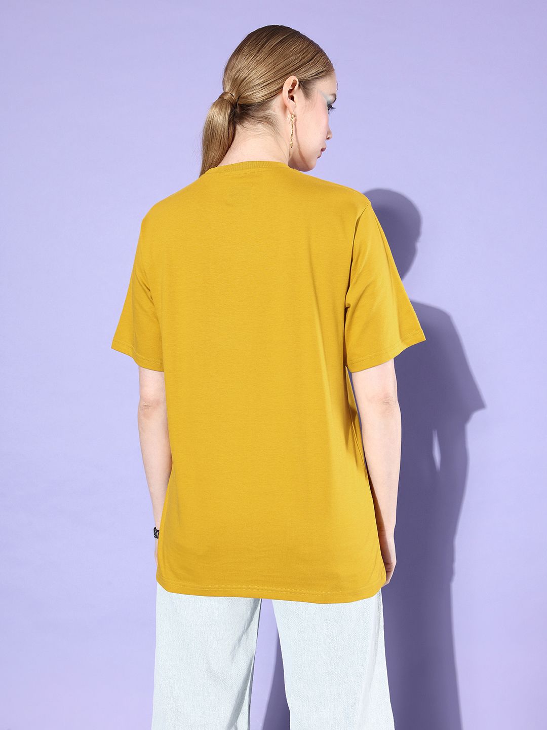 Mustard Yellow Graphic Printed Relaxed Fit T-shirt