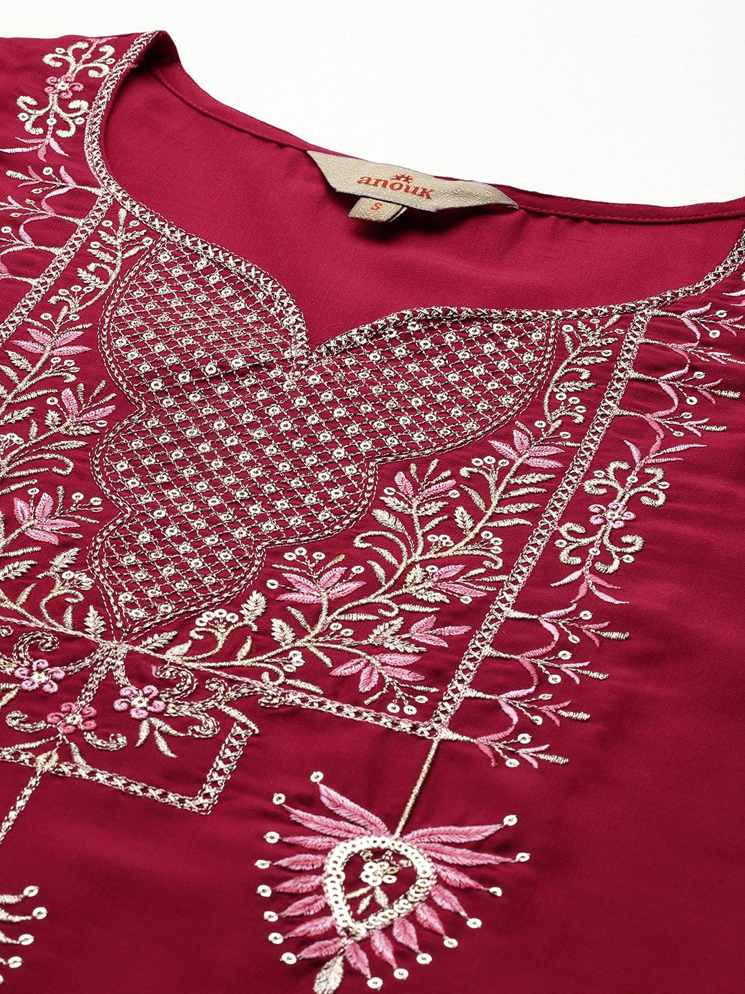 Anouk Ethnic Motifs Yoke Design Mukaish Kurta