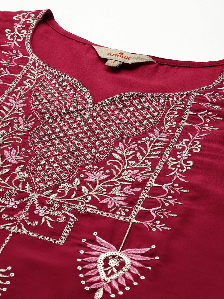 Anouk Ethnic Motifs Yoke Design Mukaish Kurta