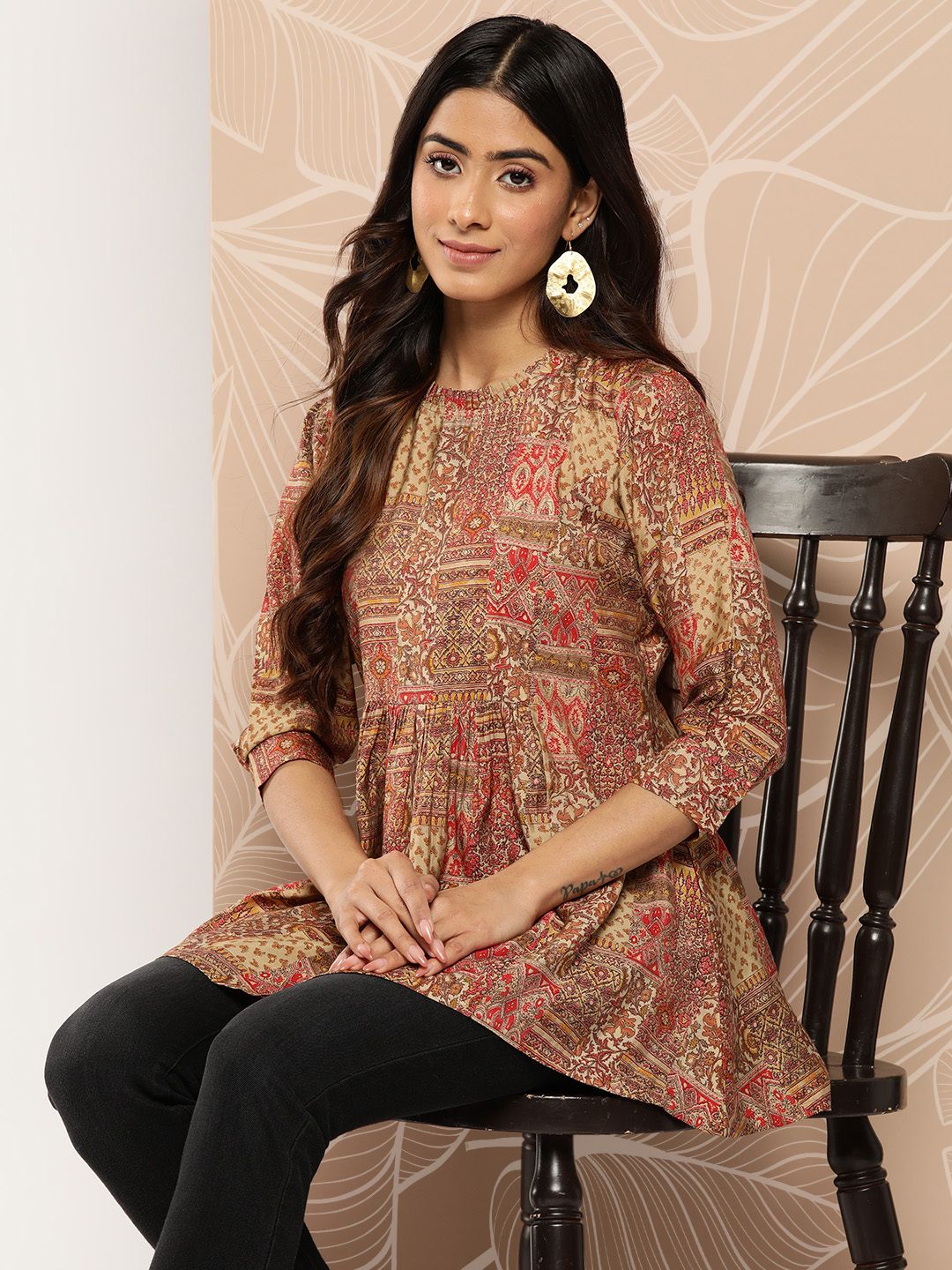Libas Ethnic Motifs Printed Pleated Kurti